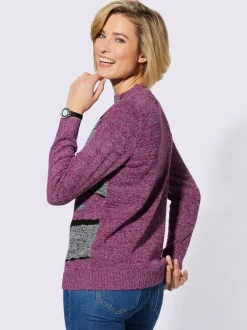 Pull à col montant tricot intarsia de qualité