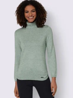 Pull à col roulé tricot chiné