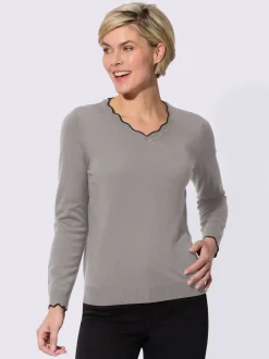 Pull à encolure en v détails contrastés