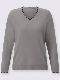 Pull à encolure en v détails contrastés