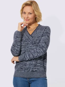 Pull à encolure en v fils chinés