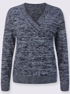 Pull à encolure en v fils chinés