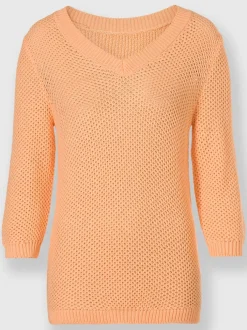 Pull à encolure en v motif structuré tendance