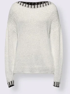 Pull encolure ronde et manches longues en tricot coton doux