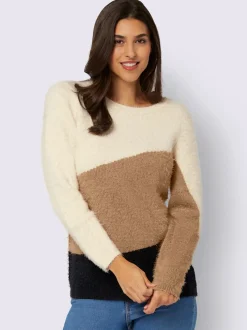 Pull encolure ronde fil moelleux à poils longs