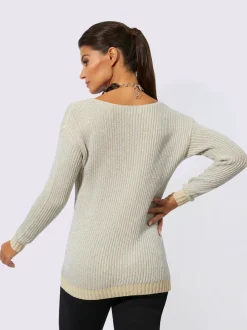 Pull en coton à manches longues et encolure en U