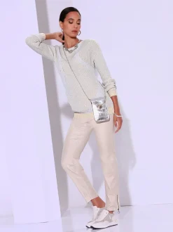 Pull en coton à manches longues et encolure en U