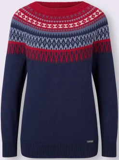Pull en coton à motif norvégien et col rond