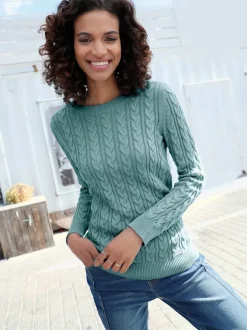 Pull en coton torsadé avec finitions côtelées