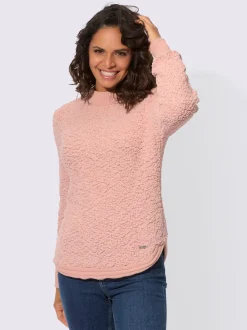 Pull en maille bouclette à col rond et manches longues