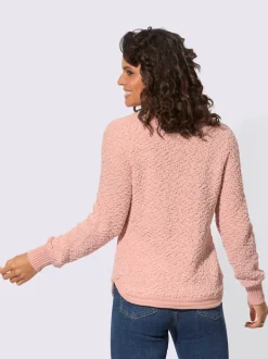 Pull en maille bouclette à col rond et manches longues