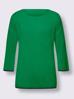 Pull en maille à col rond et bords contrastés