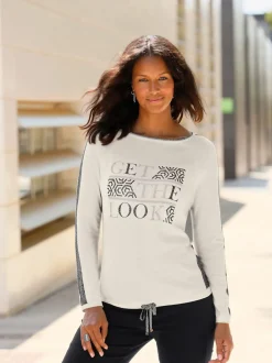 Pull en maille à col rond et manches longues motif graphique