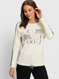 Pull en maille à col rond et manches longues motif graphique
