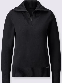 Pull en maille côtelée col montant à glissière
