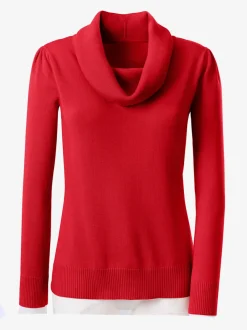 Pull en maille uni à col dégagé et manches longues