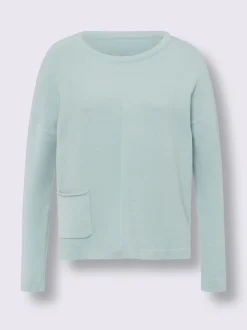 Pull en tricot à col rond et manches longues avec poche