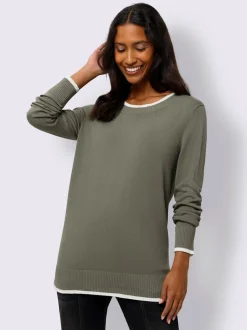 Pull en tricot fin détails contrastés décoratifs