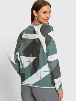 pull en tricot fin souple avec col rond imprimé géométrique