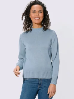 Pull femme à col tortue et manches longues avec finitions côtelées