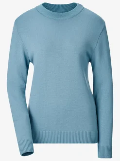 Pull femme en maille légère à col rond et manches longues
