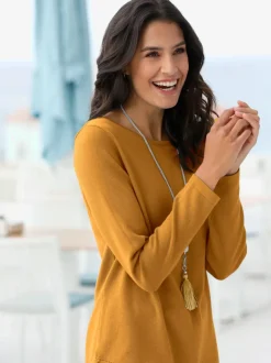 Pull femme en maille uni manches longues
