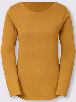Pull femme en maille uni manches longues