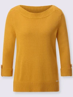 Pull femme manches 3/4 revers boutonnés