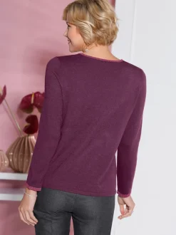 Pull femme motif intarsia avec pierres brillantes