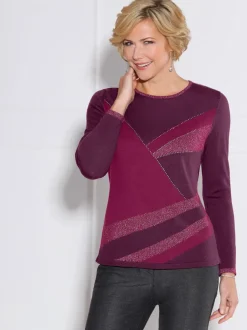 Pull femme motif intarsia avec pierres brillantes