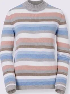 Pull femme rayé ultra-doux col montant