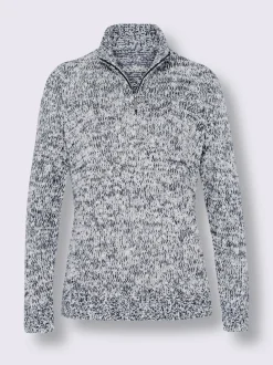 Pull fil fantaisie col montant zippé manches longues