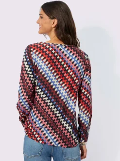 pull imprimé graphique géométrique à manches longues en viscose ECOVERO