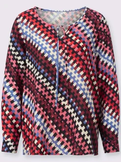 pull imprimé graphique géométrique à manches longues en viscose ECOVERO