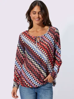 pull imprimé graphique géométrique à manches longues en viscose ECOVERO
