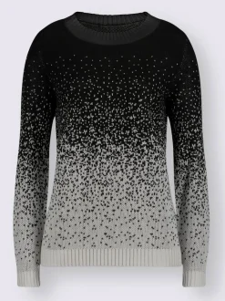 Pull jacquard à encolure ronde et manches longues motif pointillé
