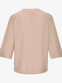 Pull à manches courtes encolure ronde avec bords-côtes tricotés