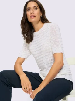 Pull à manches courtes fil fantaisie facile d'entretien