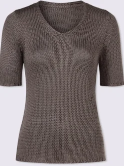 Pull à manches courtes fil fantaisie facile d'entretien