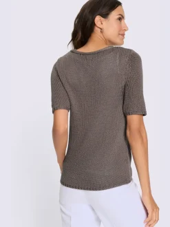 Pull à manches courtes fil fantaisie facile d'entretien