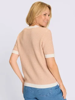 Pull à manches courtes motif tricoté décoratif
