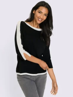 Pull à manches 3/4 détails contrastés