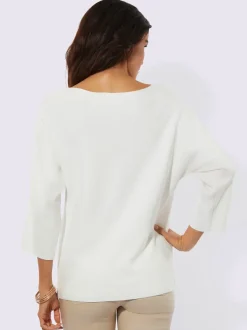 Pull à manches 3/4 encolure en u féminine