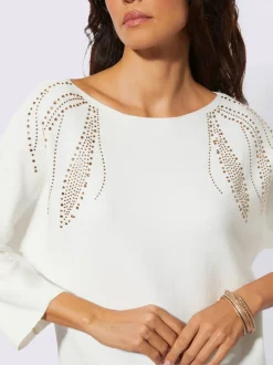 Pull à manches 3/4 encolure en u féminine