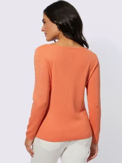 Pull à manches longues avec viscose ECOVERO et pierres brillantes