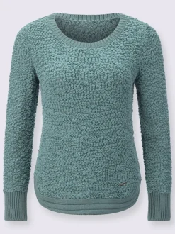 Pull à manches longues col rond en fil fantaisie tout doux