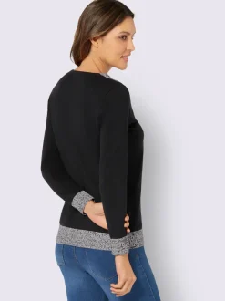 Pull à manches longues encolure en v chevauchante