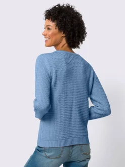 Pull à manches longues en maille structurée et col V