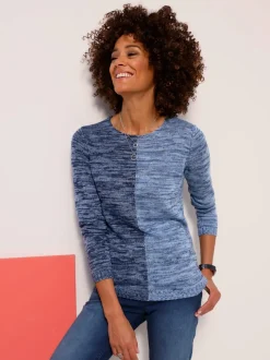 Pull à manches longues tricot chiné