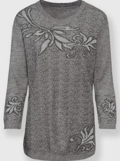 Pull à manches 3/4 motif intarsia